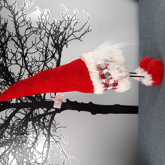 Fun Bouncy Gnome Standing Figure Soft Fleece Tall Wired Stocking Hat Holiday - Picture 3 of 7